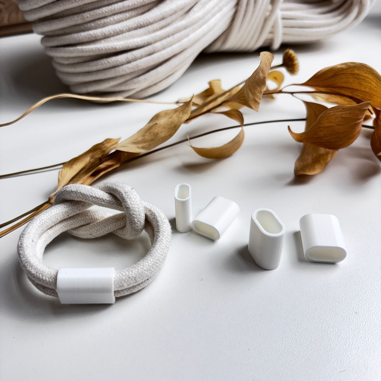 BRANCO - Tubete de Acabamento Corda | 5mm, 6mm e 7mm | Kits com 10, 30, 50 ou 100 unidades